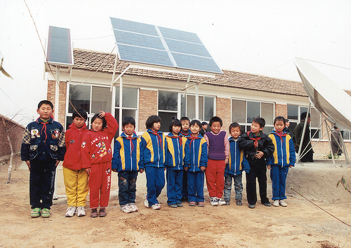 solar panels & kids in China