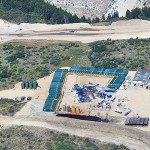 A fracturing operation on top of Colorado’s Roan Plateau. The green tanks hold the fluids for fracking. Photo credit: TEDX The Endocrine Disruption Exchange