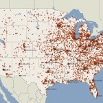 This map generated from Local Harvest shows farmer's markets across the U.S.