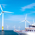 An artist's rendering of the Cape Wind Farm and a boat tour of the farm. Photo credit: Cape Wind
