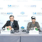 Officials from IRENA, the UAE and ADFD announce $41m financing for renewable energy projects at the IRENA/ADFD press conference in Abu Dhabi today. Photo credit: IRENA