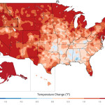 The colors on the map show temperature changes over the past 22 years (1991-2012) compared to the 1901-1960 average, and compared to the 1951-1980 average for Alaska and Hawai‘i. The bars on the graphs show the average temperature changes by decade for 1901-2012 (relative to the 1901-1960 average) for each region. The far right bar in each graph (2000s decade) includes 2011 and 2012. The period from 2001 to 2012 was warmer than any previous decade in every region. Figure source: NOAA NCDC / CICS-NC.