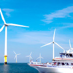 An artist’s rendering of the Cape Wind Farm and a boat tour of the farm. Photo credit: Cape Wind